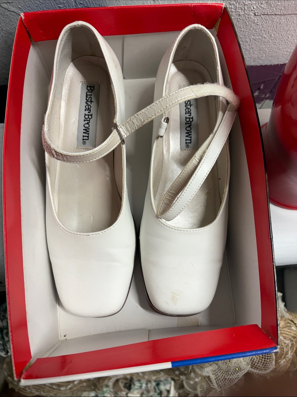 Buster Brown White Mary Jane Flats with Strap